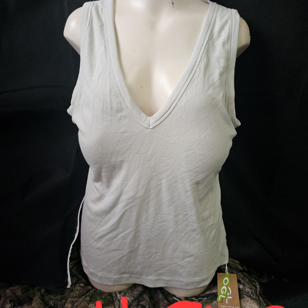OGL Off-White V-Neck Tank Top